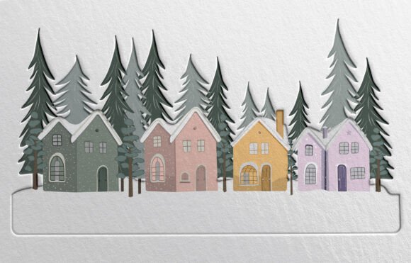 Christmas Set of Boho Winter House Graphics and Crafts