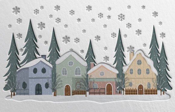 Cozy Christmas Village Illustration Graphics and Crafts Review