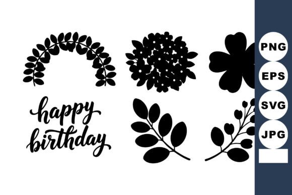 Hand Lettered Happy Birthday Wreath Graphics for Crafts