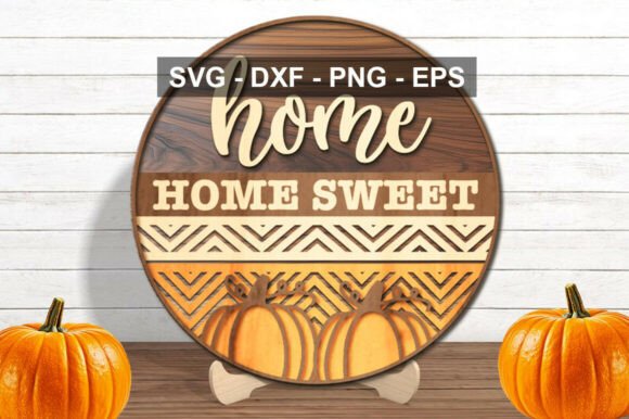 Home Sweet Home Round Door Sign SVG: Laser Cutting and Wall Decor