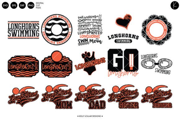 Longhorns Swim Team Bundle Graphics and Crafts