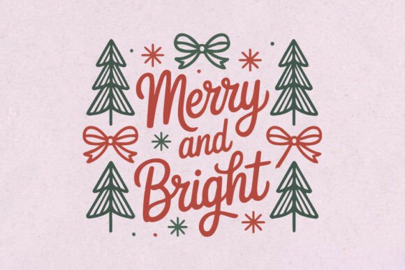 Merry and Bright Christmas SVG Line Art Review