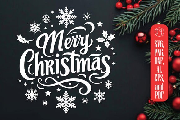 Merry Christmas Typography SVG Cut File Graphics and Crafts