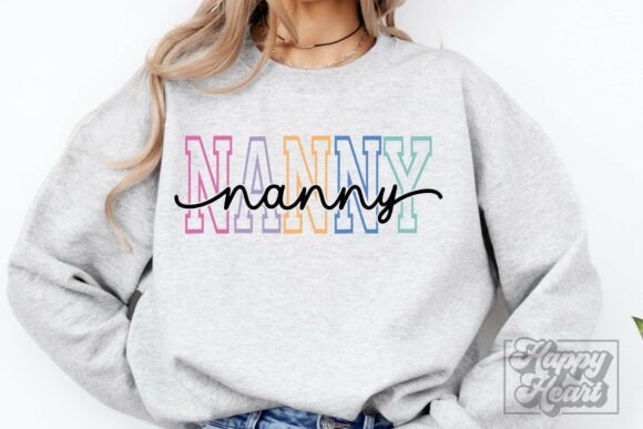 Nanny Varsity Script Pastel SVG PNG Graphics for Crafts
