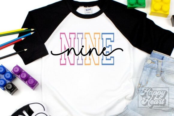 Nine Varsity Script 9th Birthday SVG PNG Graphics and Crafts Review