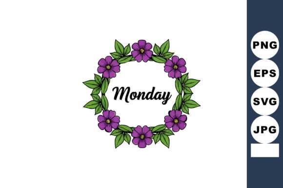 Purple Flower Wreath with Green Leaves S: Graphics and Illustrations Review