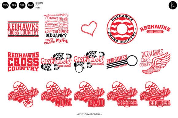 Redhawks Cross Country Bundle: Graphics and Crafts for School Spirit