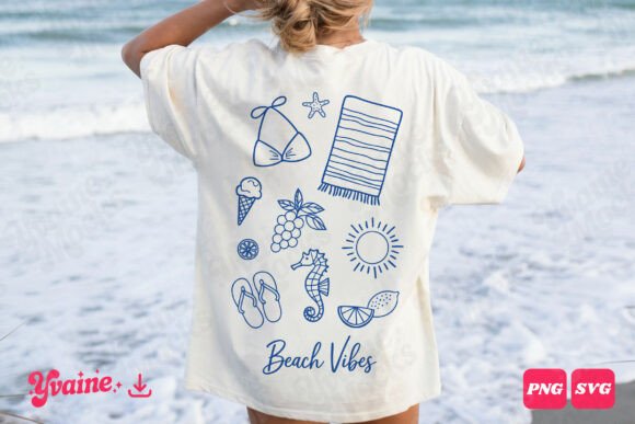 Retro Beach Vibes Doodle Clipart SVG PNG Graphics and Illustrations Review