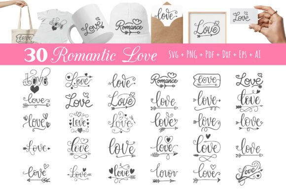 Romantic Love SVG Bundle Graphics and Crafts