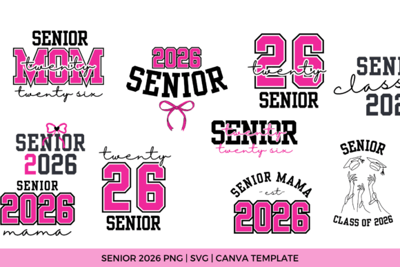 Senior 2026 PNG SVG Bundle - Graduation Graphics