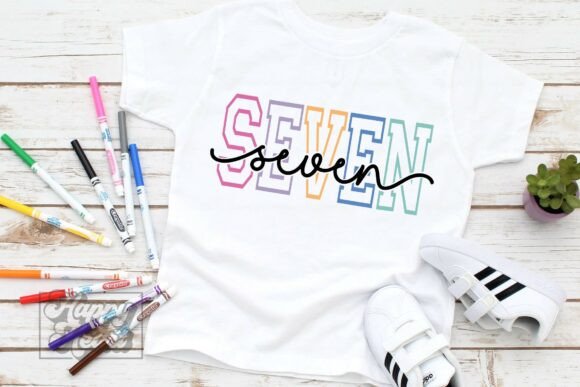 Seven Varsity Script 7th Birthday SVG Graphics for Crafts