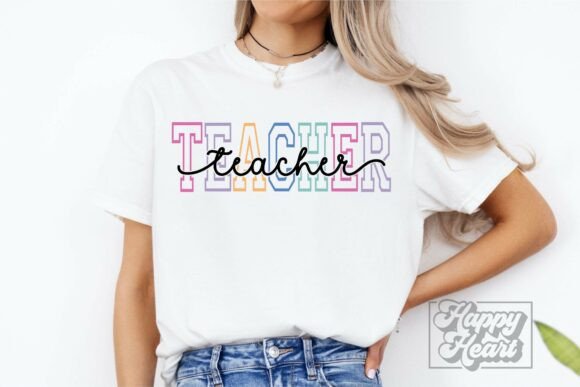 Teacher Varsity Script Pastel SVG PNG Graphics and Crafts Review