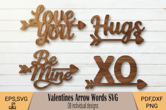 Valentines Arrow Words SVG for Laser Cutting and Valentine S Day