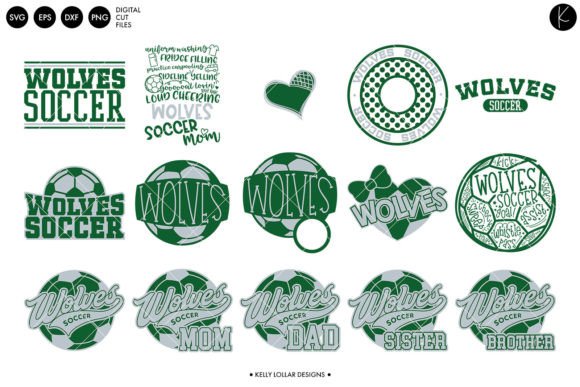 Wolves Soccer Football Bundle Graphics and Crafts