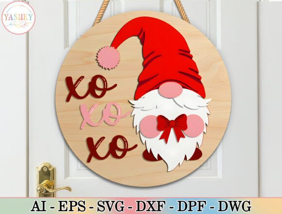 XOXO Gnome Round Sign SVG: Laser Cutting for Valentine S Day